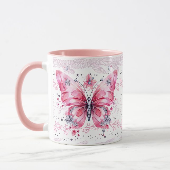 Taza Mariposa de hadas de Purpurina rosa espárrago (Izquierda)