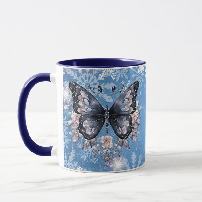 Taza Mariposa de invierno mágica con copos de nieve (Izquierda)