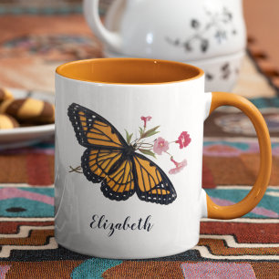 Taza Mariposa De Monarca Vintage Con Nombre Cute Coloro