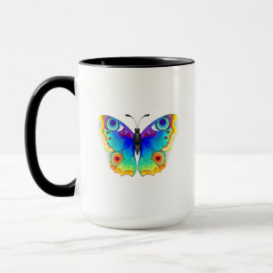 Taza Mariposa de ojo de pavo real arcoíris