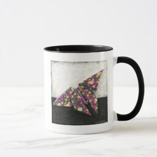 Taza Mariposa de origami en papel floral