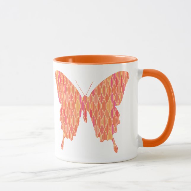 Taza Mariposa en papel abstracto - tonos de naranja (Derecha)