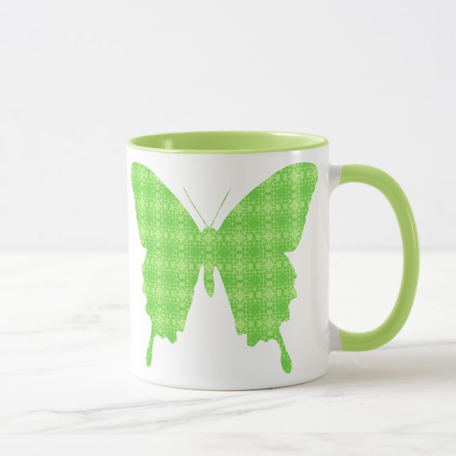 Taza Mariposa en papel tapiz - verde lima (Derecha)