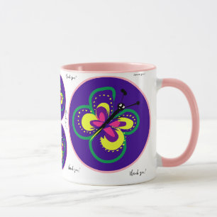Taza Mariposa Felices Fiestas Gracias Café Mug
