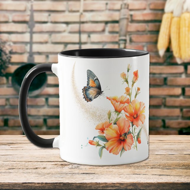 Taza Mariposa floral de Naranja azul (Subido por el creador)