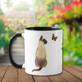 Taza Mariposa gata siamesa de vida intrigante