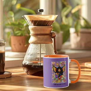 Taza Mariposa Monarca Hada Flor Púrpura