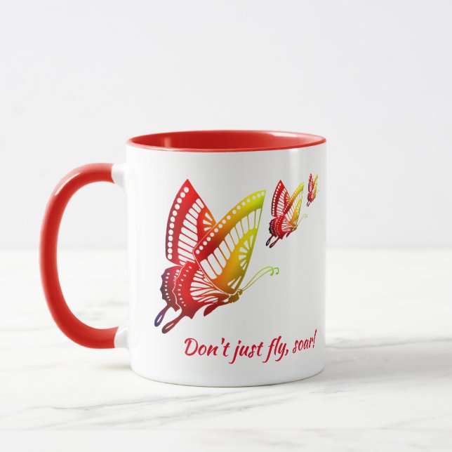 Taza Mariposa: ¡No vueles, Soar! Motivador (Izquierda)
