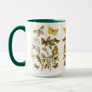 Taza Mariposa, poliéster y orugas