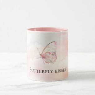 Taza Mariposa Rosa bonito En Las Nubes