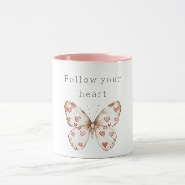 Taza Mariposa rosa del corazón (Centro)