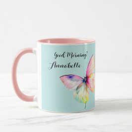 Taza Mariposa rosa delgada en colores arcoiris pasteles