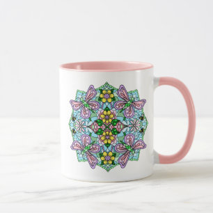 Taza Mariposa rosa Mandala Mano caprichosa