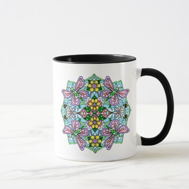 Taza Mariposa rosa Mandala Mano caprichosa (Derecha)