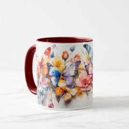 Taza Mariposa y barniz de color de agua