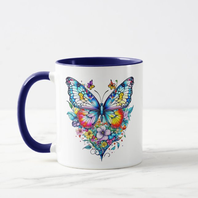 Taza Mariposa y Corazón floral personalizada (Izquierda)