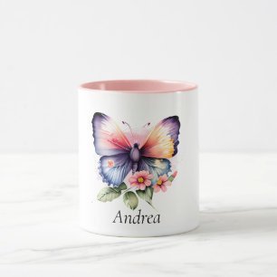 Taza Mariposa y flores