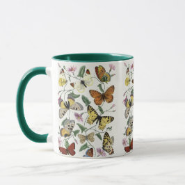 Taza Mariposa y mariposa vintage Gigante de café Mug
