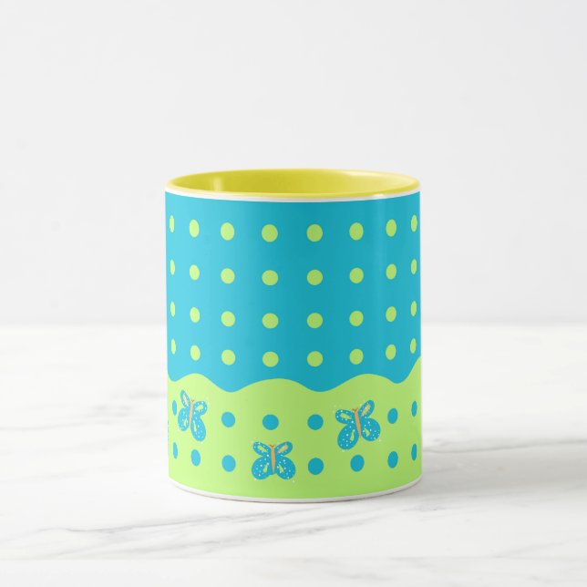 Taza Mariposa y puntos Blue Green Mug (Centro)