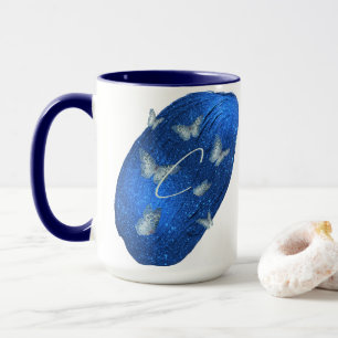 Taza Mariposas azules reales (iniciales) Letra C Monogr