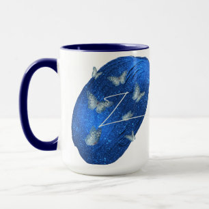 Taza Mariposas azules reales letra inicial Z Monograma