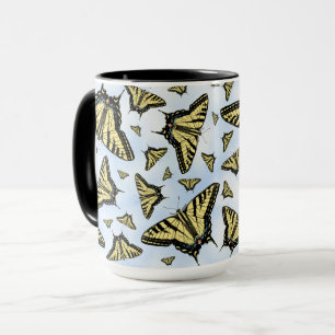 Taza Mariposas Cola de Golondrina Amarillas sobre Patró