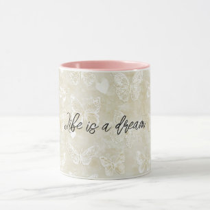 Taza Mariposas Corazones Mantequilla Romántica