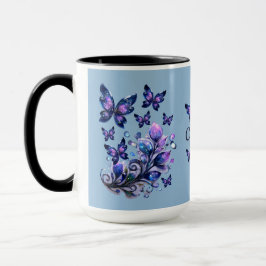 Taza Mariposas Cósmicas Personalizadas Azules