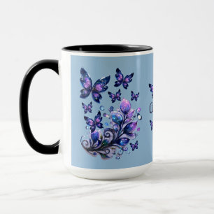 Taza Mariposas Cósmicas Personalizadas Azules