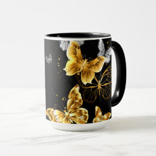 Taza Mariposas doradas y blancas