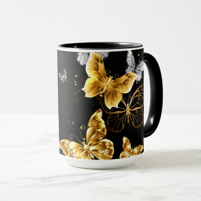 Taza Mariposas doradas y blancas (Anverso derecho)