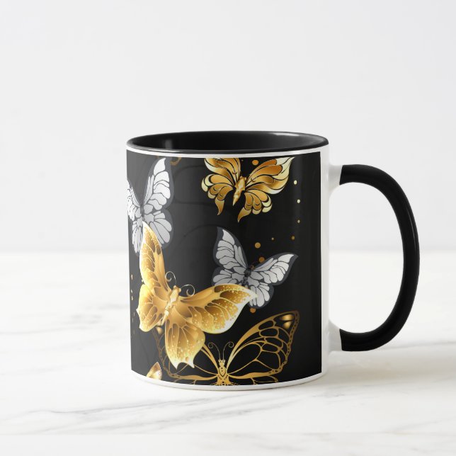 Taza Mariposas doradas y blancas (Derecha)
