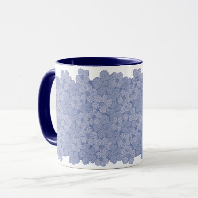 Taza Mariposas elegantes de flores azules (Anverso izquierdo)