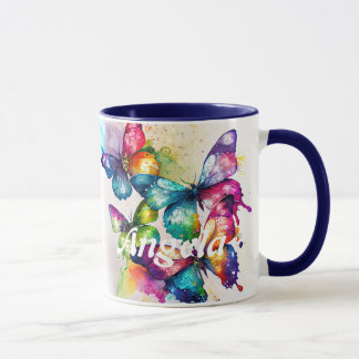 Taza Mariposas Fluctuantes de Acuarela