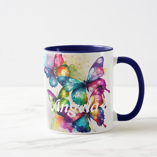 Taza Mariposas Fluctuantes de Acuarela (Derecha)