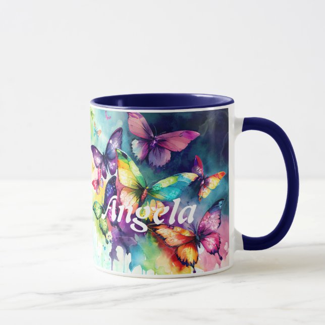 Taza Mariposas Fluctuantes de Acuarela (Derecha)
