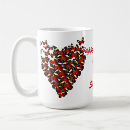 Taza Mariposas rojas y San Valentín de amor