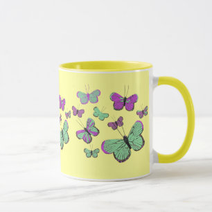 Taza Mariposas rosadas y verdes