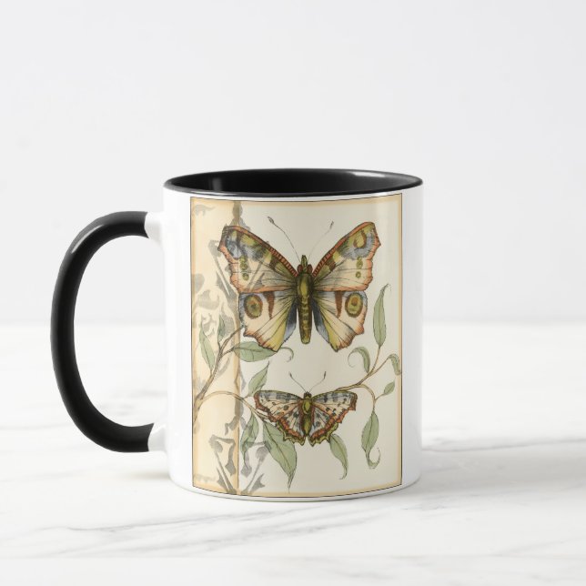 Taza Mariposas tándem sobre hojas verdes (Izquierda)
