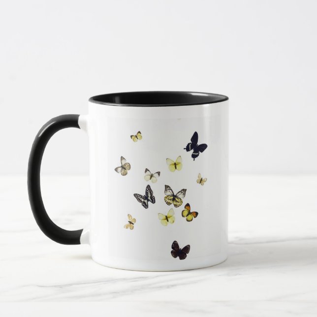 Taza Mariposas tiradas en blanco (Izquierda)