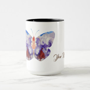 Taza Mariposas Watercolor Art Nombre personalizado