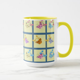 Taza Mariposas y flores alegres