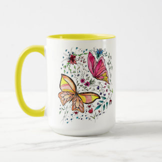 Taza Mariposas y nombre de encargo