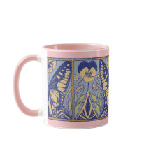 Mariposas y Pansitas de Art Nouveau antiguas