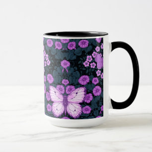 Taza Mariposas y simetría floral, violeta y azul