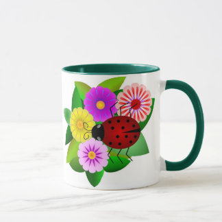 Taza Mariquita y flores