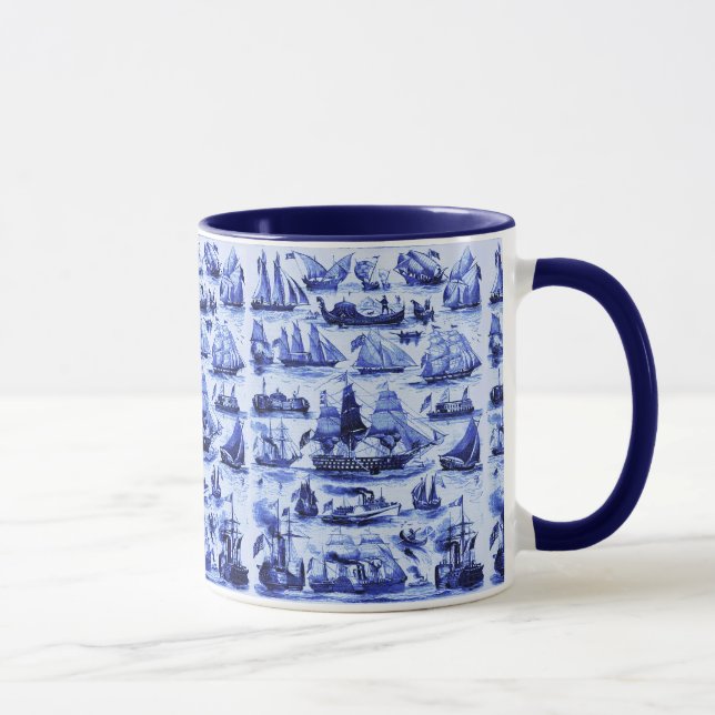 Taza MARÍTIMA,BUQUES DE VENTAJA,BUQUES DE VELA,Azul mar (Derecha)