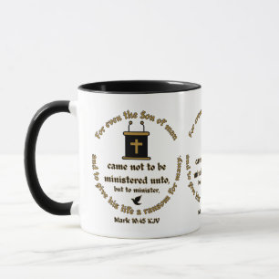Taza Mark 10:45 Verso de la Biblia KJV celebra tu fe