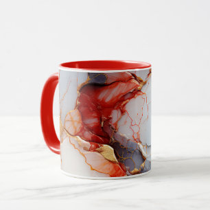 Taza Mármol de marfil con vetas carmesí y doradas