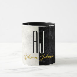 Taza Mármol de Monograma de Oro Negro
